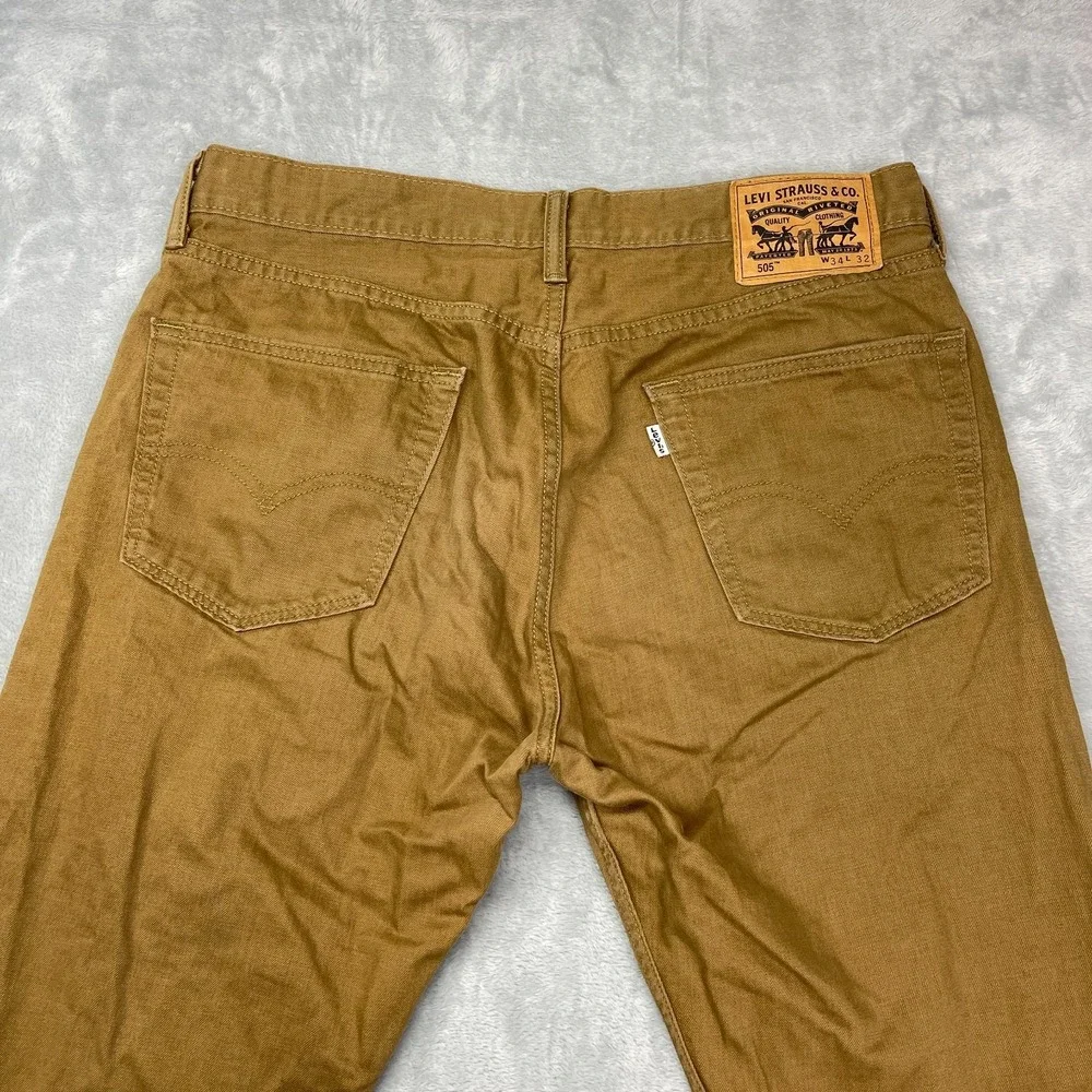 Levi's 505 Pants Mens 34x32 Brown Regular Fit Workwear Straight‎ Leg Outdoor